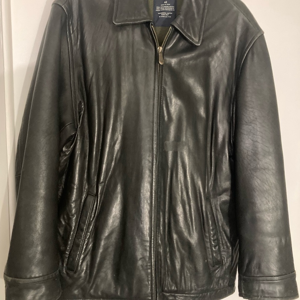 Nautica Men's Black Leather Jacket
